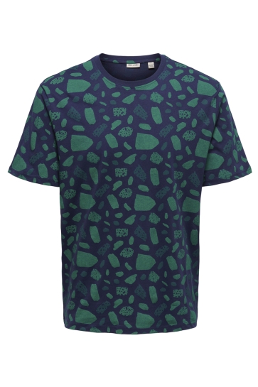 Only & Sons T-shirt ONSLEVI REG DITSY AOP SS TEE CS 22023392 ECLIPSE/TERRAZZO