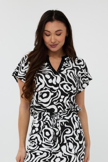 EsQualo T-shirt TOP BEADS PLAYFUL PRINT HS25.30225 999 Print