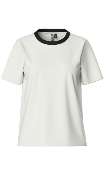 PCRIA SS SOLID TEE JRS NOOS BC 17140802 BRIGHT WHITE/CONTRAST BLACK