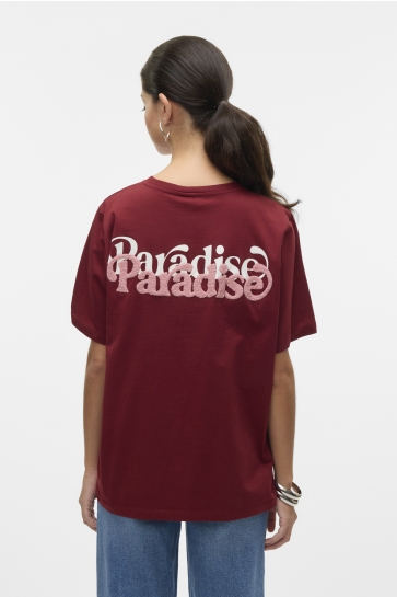 Vero Moda T-shirt VMDORIS CATY SS TOP BOX JRS GA 10329468 Syrah/PARADISE