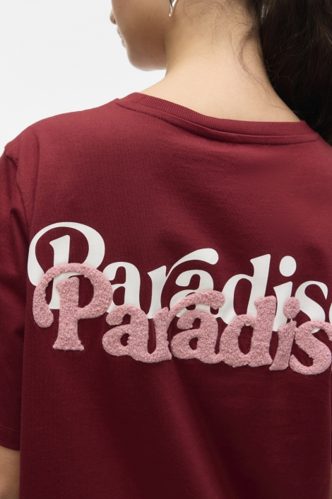 Vero Moda bordeaux dames t-shirt | Close up