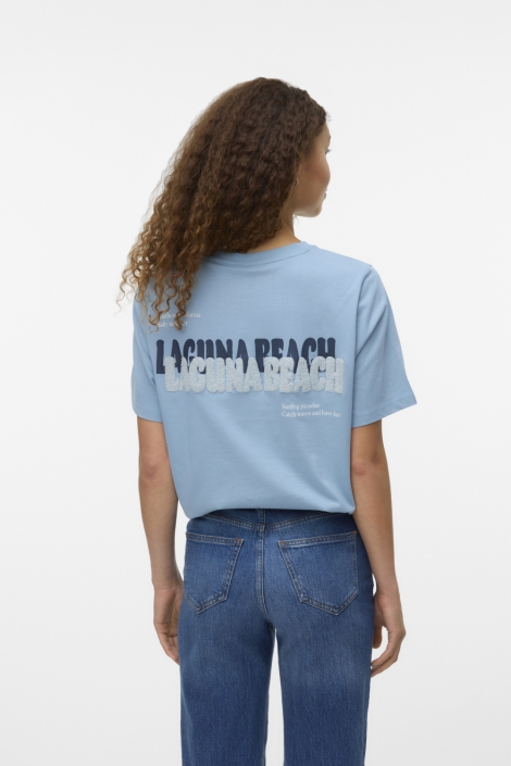 Vero Moda blauwe dames t-shirt | Model achteraanzicht