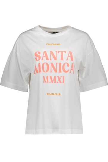 Pieces T-shirt PCCLAUDE SS PRINTED T-SHIRT JRS BC 17159698 Bright White/Santa Monica