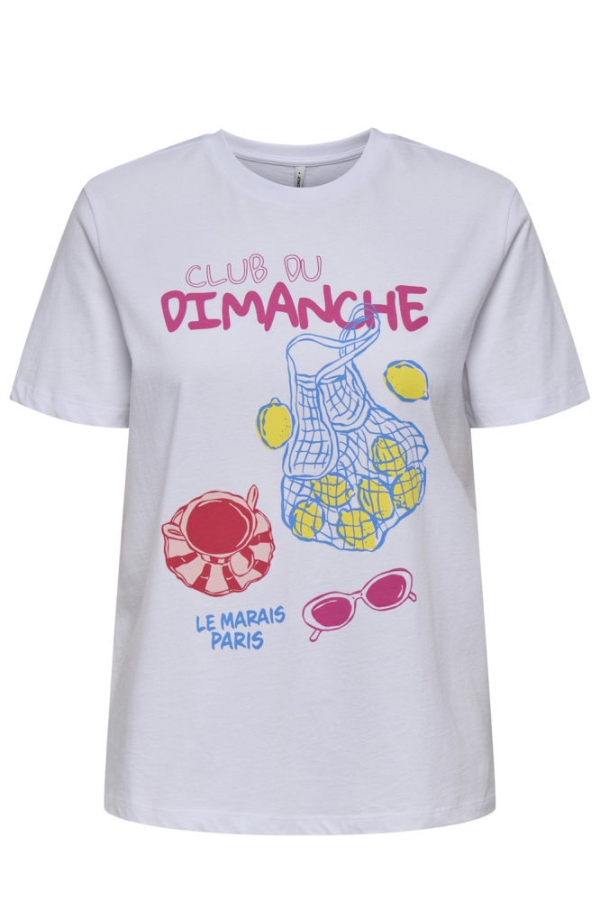 Only witte dames t-shirt | Vooraanzicht