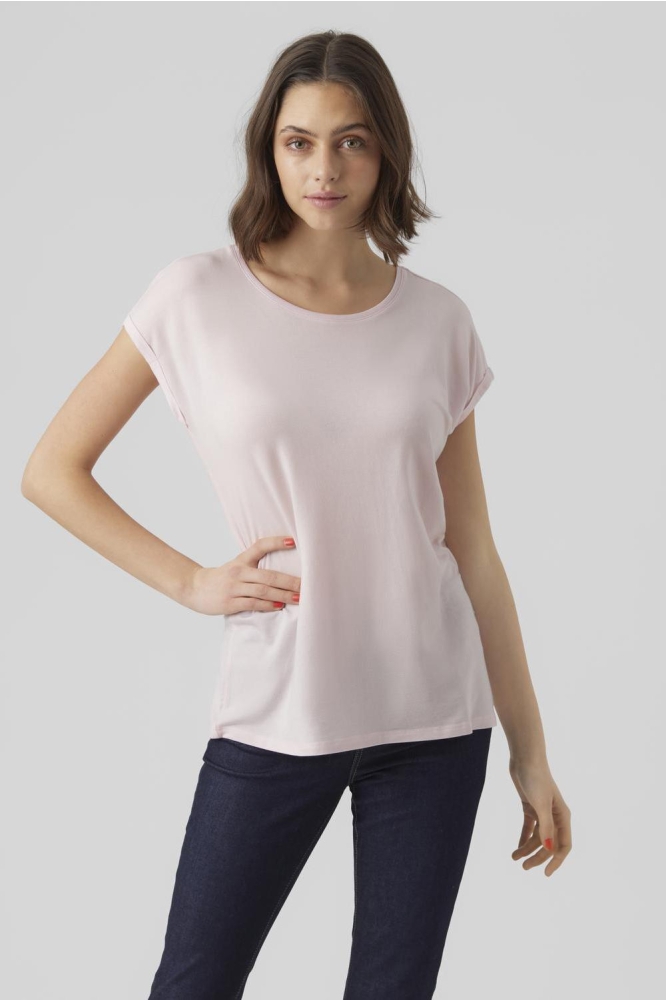 Vero Moda roze dames t-shirt | Model vooraanzicht