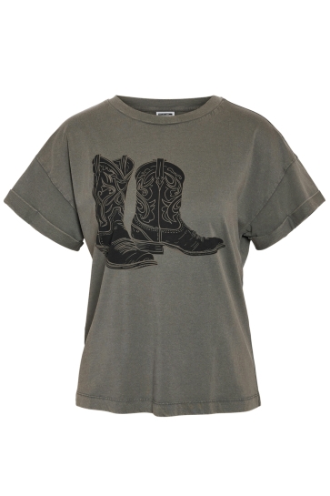 Noisy may T-shirt NMBOHDI GABY S/S WASHED T-SHIRT JRS 27030135 CHARCOAL GRAY