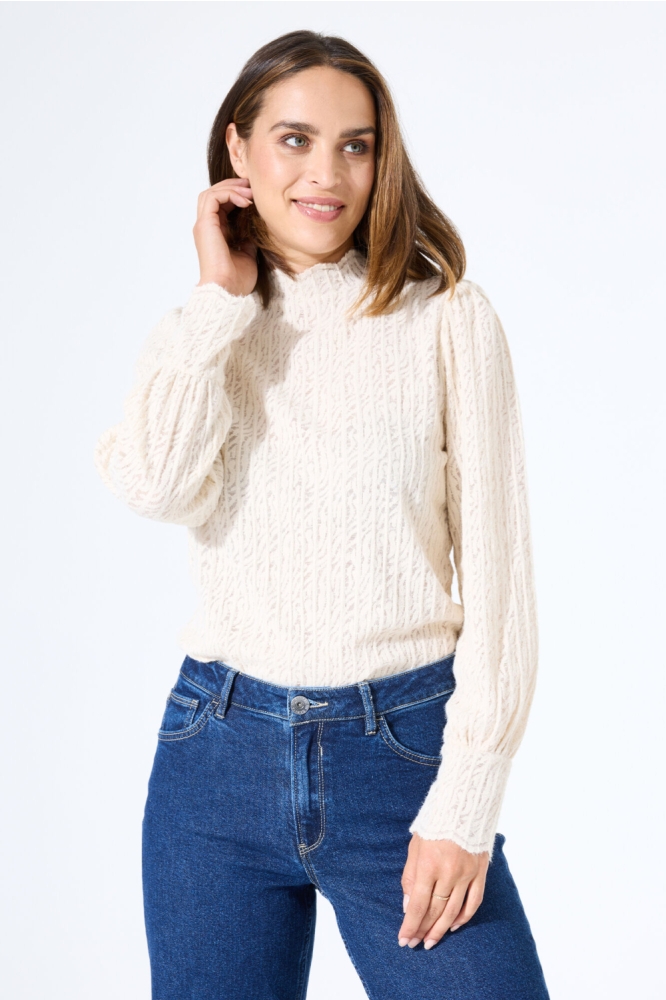 Garcia beige dames t-shirt | Model vooraanzicht