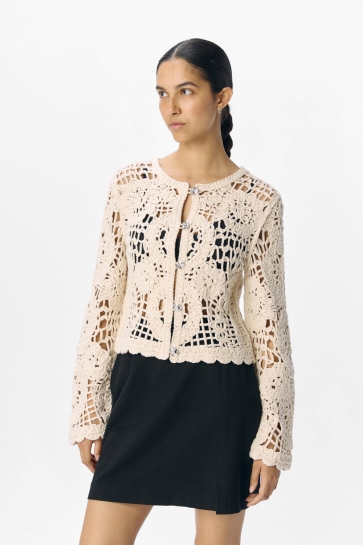 Object Vest OBJLIZZA KNIT REG L/S CARDIGAN CC3 23046998 WHITE SAND