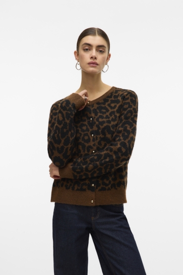 Vero Moda VMNEWKAI LS O-NECK CARDIGAN BOO 10331281 EMPERADOR/W. BLACK LEO