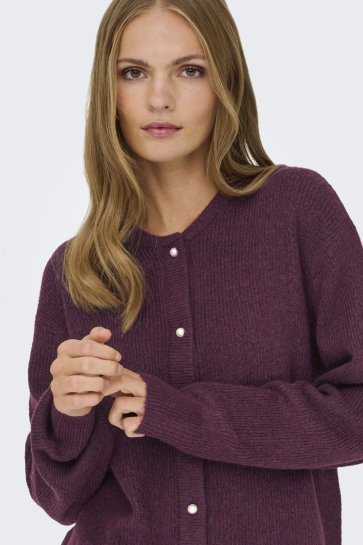 Jacqueline de Yong JDYLUMI LIFE L/S BUTTON CARDIGA KNT 15326819 Fig/MELANGE