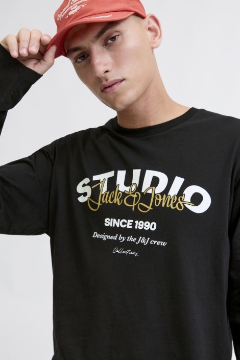 Jack & Jones zwarte heren t-shirt | Close up