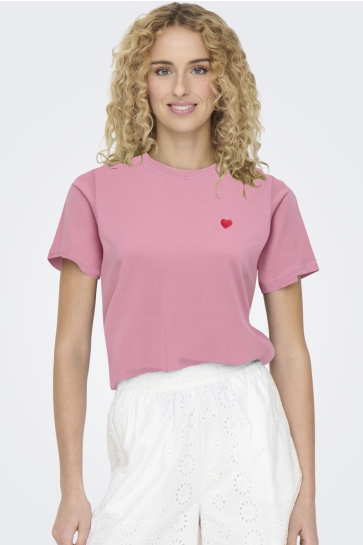 Jacqueline de Yong T-shirt JDYPISA S/S PRINT TOP JRS NOOS 15298612 CASHMERE ROSE/BITTERSWEET