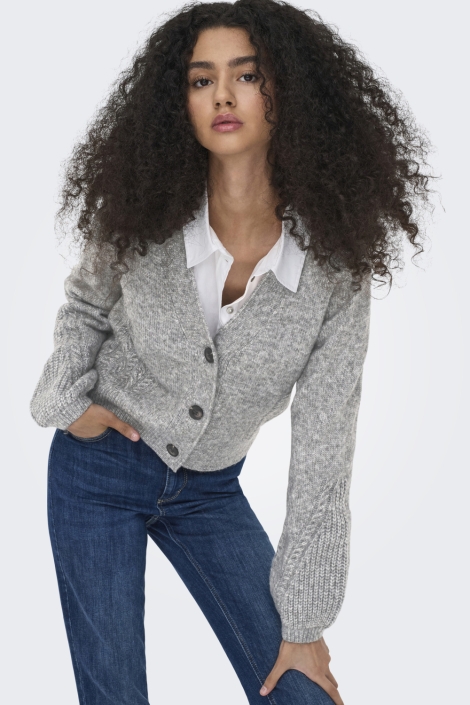 Jacqueline de Yong grijze dames vest | Model vooraanzicht