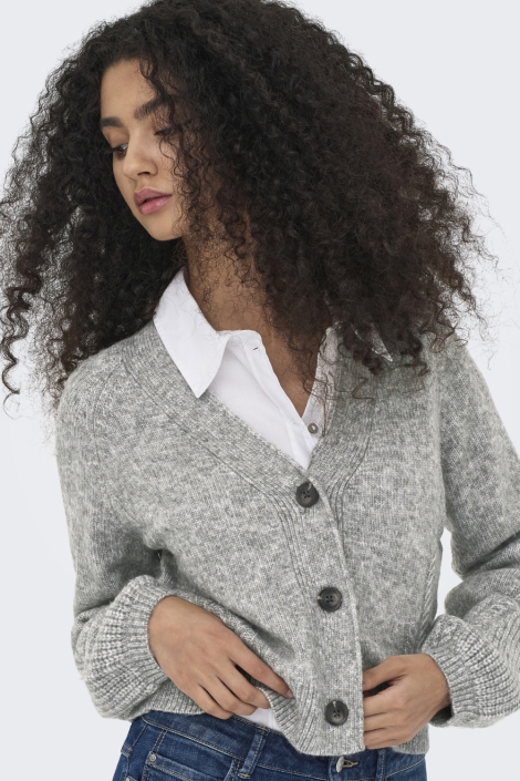 Jacqueline de Yong grijze dames vest | Close up