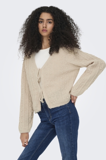 Jacqueline de Yong JDYSIGRID LIFE L/S TIE CARDIGAN KNT 15351394 CEMENT