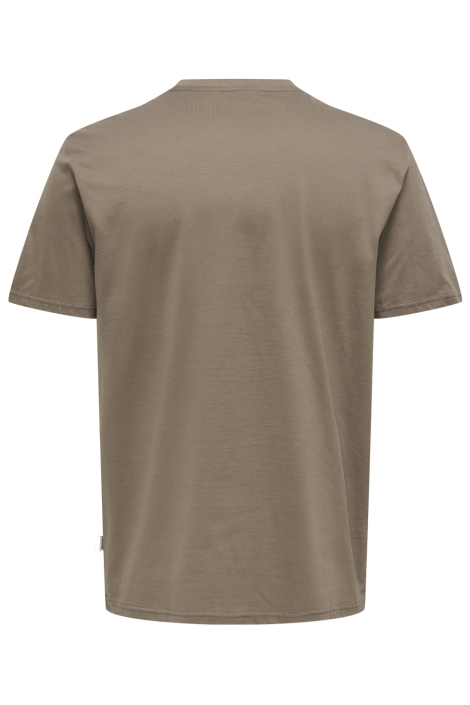 Only & Sons taupe heren t-shirt | Achteraanzicht