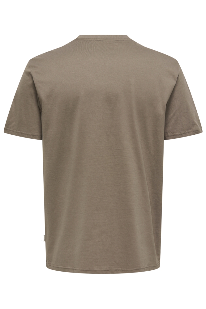 Only & Sons taupe heren t-shirt | Achteraanzicht