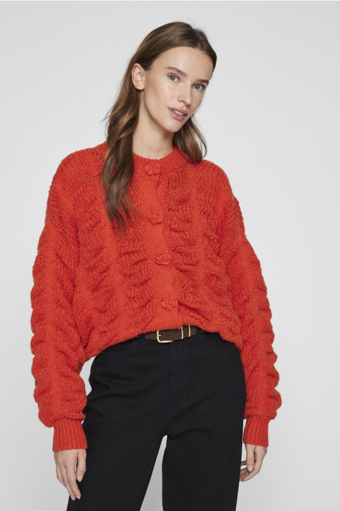 Vila rode dames vest | Model vooraanzicht