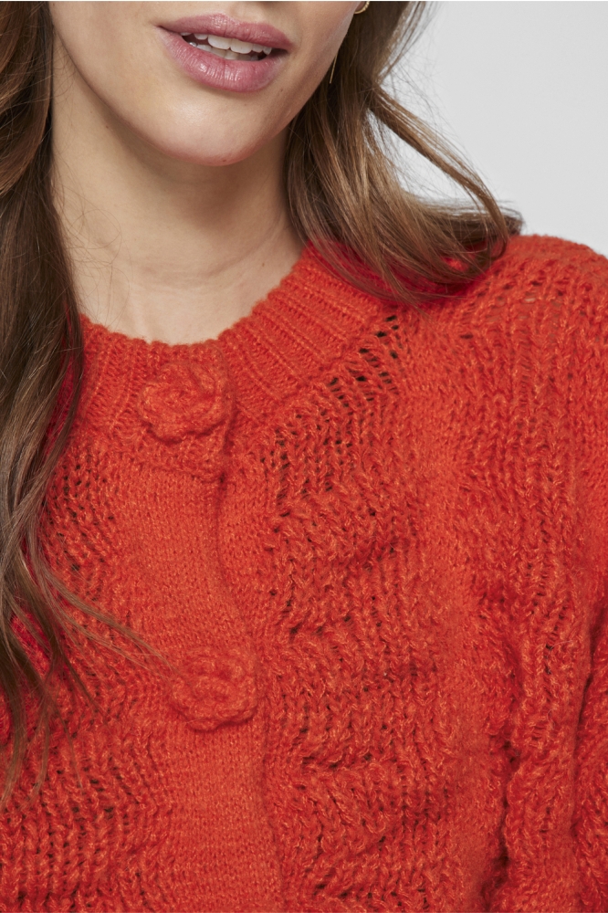 Vila rode dames vest | Close up