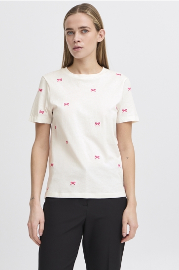 Ichi T-shirt IHCAMINO SS26 20122502 204828 CLOUD DANCER W PINK YARR