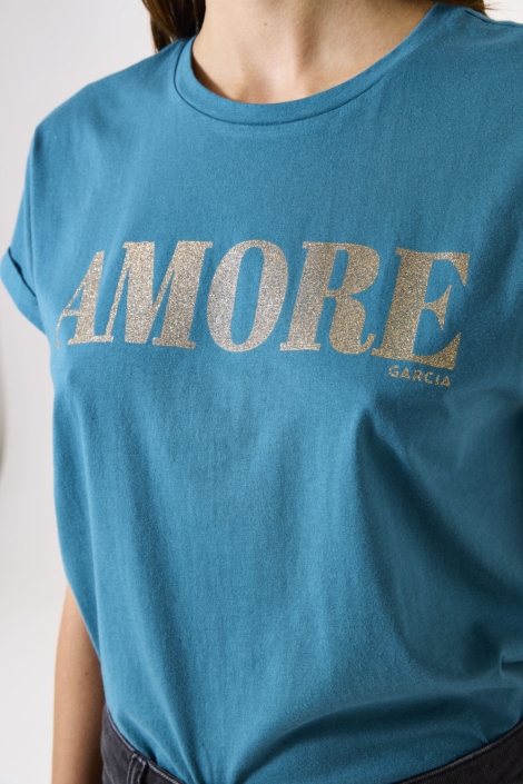 Garcia blauwe dames t-shirt | Close up