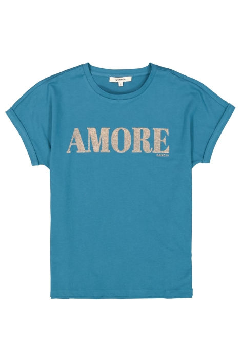 Garcia blauwe dames t-shirt | Vooraanzicht