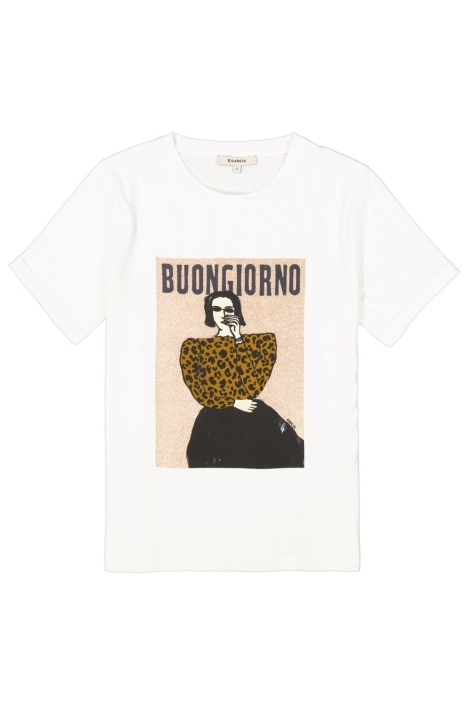 Garcia ecru dames t-shirt | Vooraanzicht