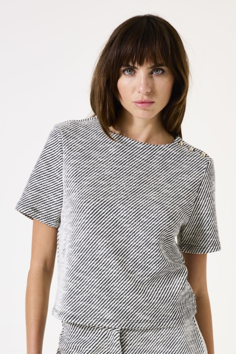 Garcia zwarte dames t-shirt | Model vooraanzicht