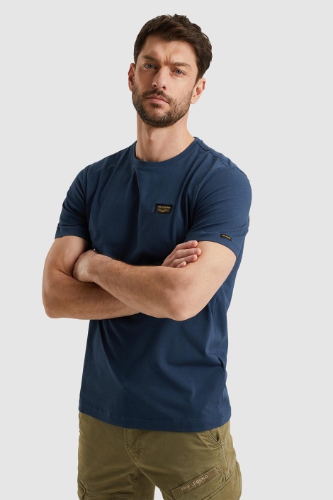 PME legend blauwe heren t-shirt | Model zijaanzicht