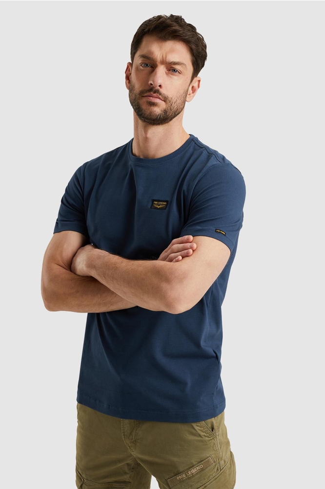 PME legend blauwe heren t-shirt | Model zijaanzicht