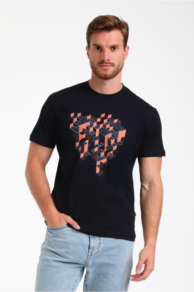 T SHIRT MET FRONTPRINT 155516 301 navy