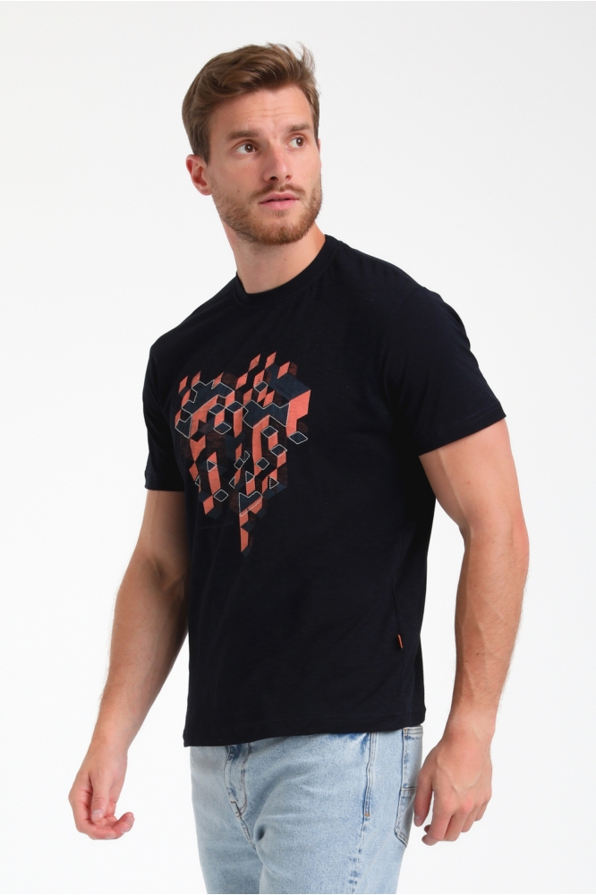 T SHIRT MET FRONTPRINT 155516 301 navy