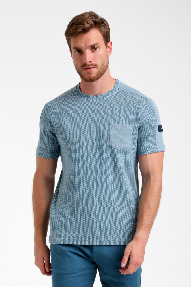 ZIGZAG STRUCTUUR T SHIRT 155520 0003 petrol