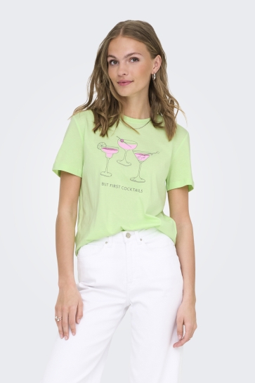 Only T-shirt ONLKELSEY LIFE S/S REG TEE CS JRS 15363836 PARADISE GREEN/COCKTAILS