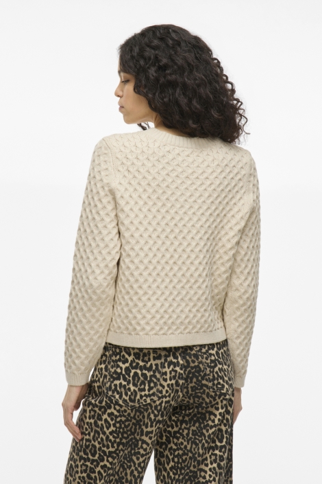 Vila beige dames vest | Model achteraanzicht