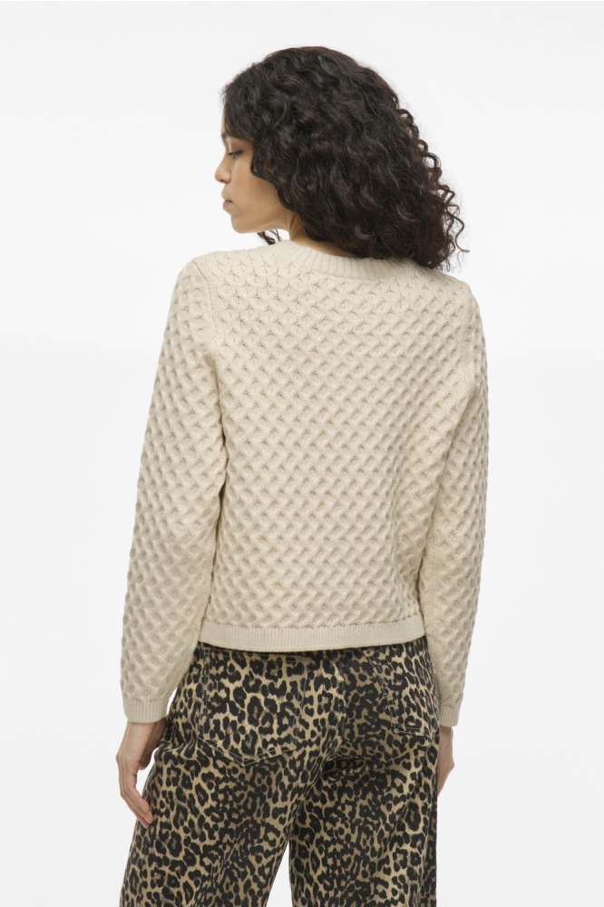 Vila beige dames vest | Model achteraanzicht