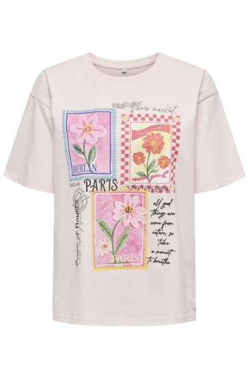 Only T-shirt ONLMAYA FLOWER S/S TEE BOX JRS 15367841 ICY PINK/PINK FLOWER