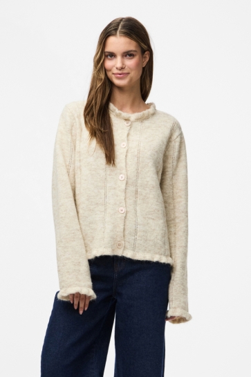 Pieces PCJASMIJN LS O-NECK KNIT CARIDGAN 17159474 BIRCH/BIRCH MELANGE