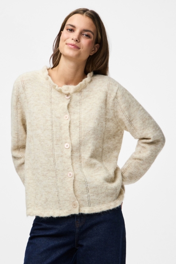 Pieces Vest PCJASMIJN LS O-NECK KNIT CARIDGAN 17159474 BIRCH/BIRCH MELANGE
