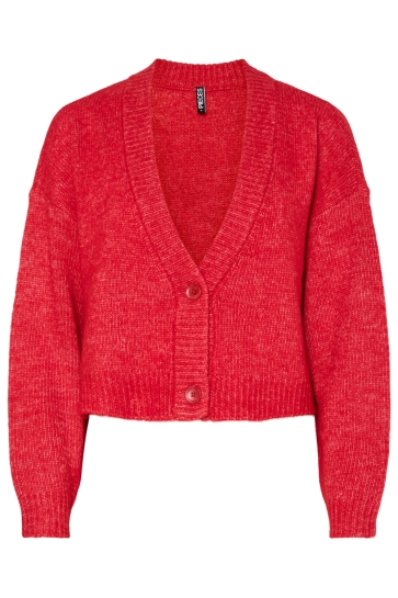 Pieces Vest PCJIMMA LS V-NECK KNIT CARDIGAN BC 17159396 GOIJ BERRY