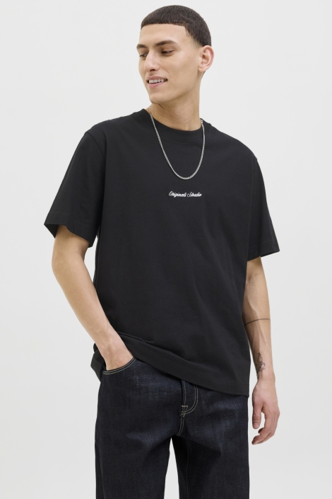 Jack & Jones zwarte heren t-shirt | Model vooraanzicht