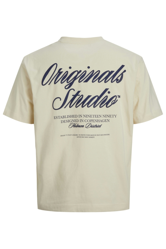 Jack & Jones beige heren t-shirt | Achteraanzicht