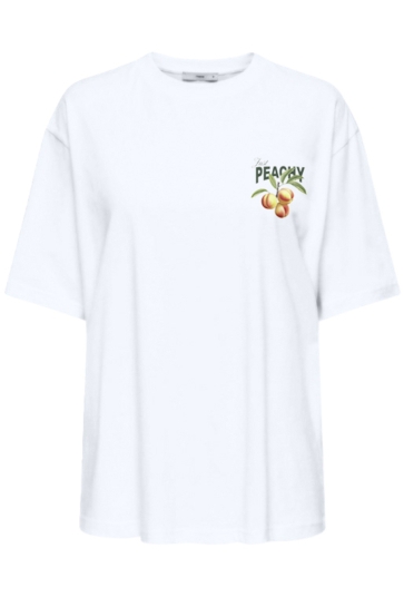 Only T-shirt ONLVIVVI LIFE S/S LOVELY TOP JRS 15346761 Bright White/Just peach