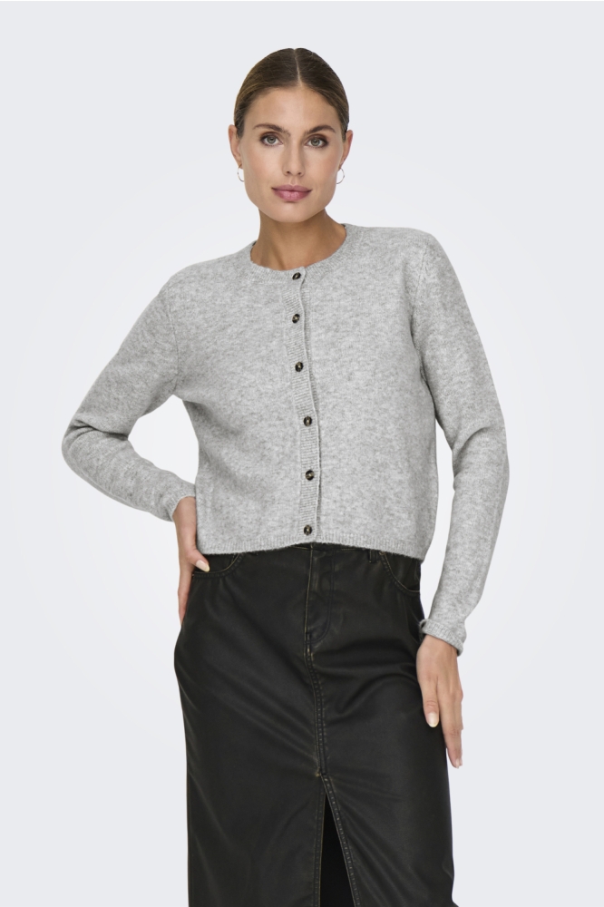 Jacqueline de Yong grijze dames vest | Model vooraanzicht