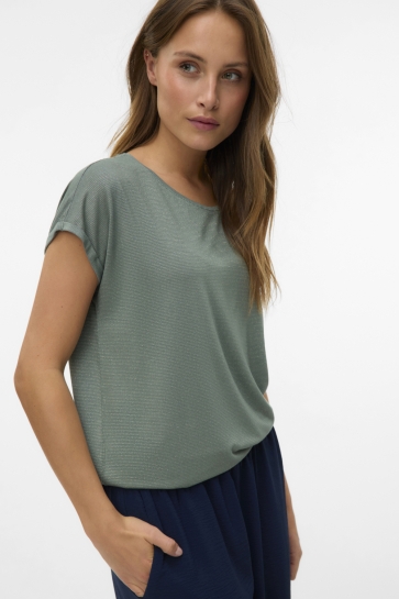 Vero Moda T-shirt VMLAVA GLITTER SS TOP STRIPE GA JRS 10250488 Laurel Wreath/GOLD LUREX