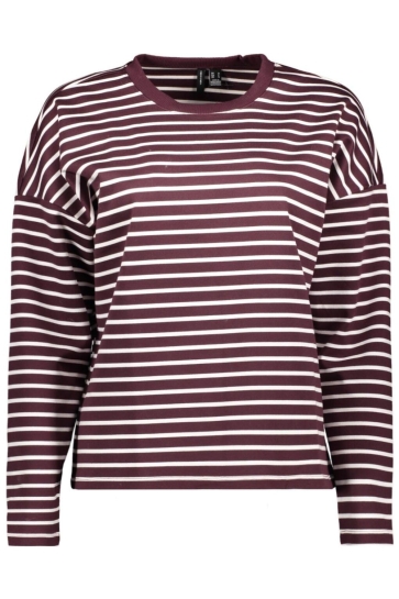 Vero Moda T-shirt VMABBY LS O-NECK TOP JRS NOOS 10306145 WINETASTING/SNOW WHITE