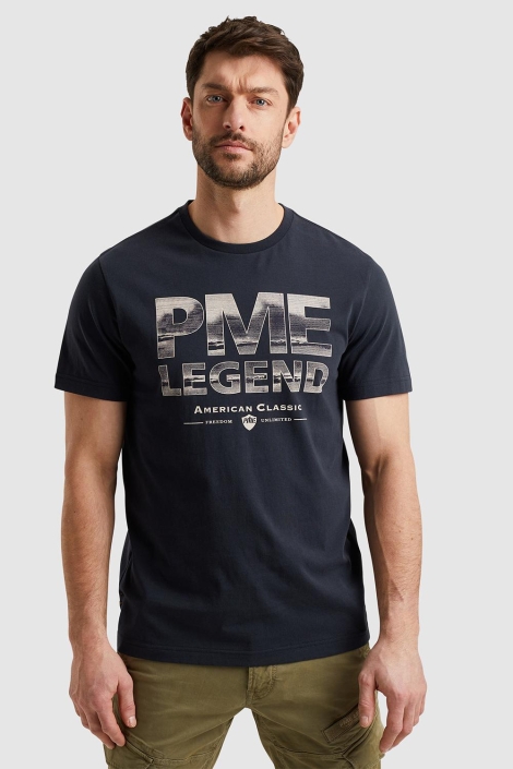 PME legend blauwe heren t-shirt | Model vooraanzicht