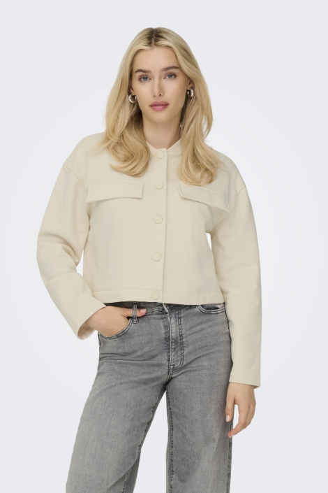 Jacqueline de Yong beige dames jas | Model vooraanzicht