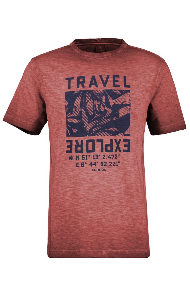 Lerros rode heren t-shirt | Vooraanzicht