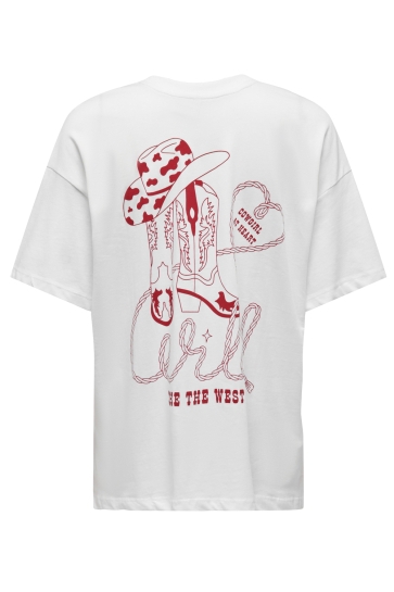 Only T-shirt ONLVIVVI LIFE S/S LOVELY TOP JRS 15346761 Bright White/Wild like